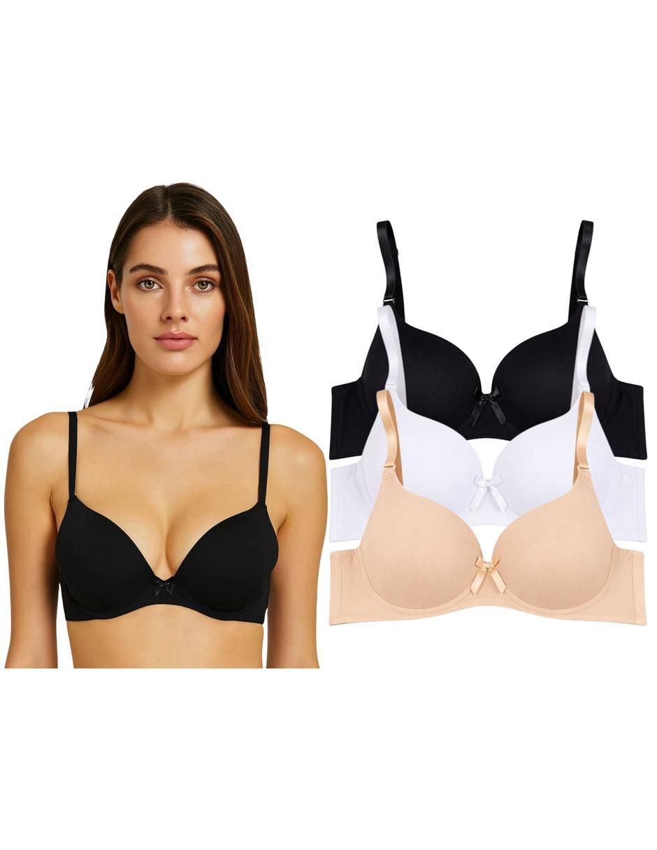 Set brassiere demi copa doble push up seamless para mujer 4