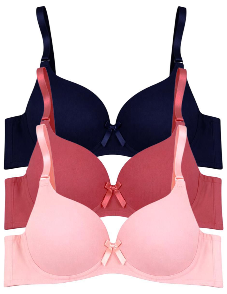 Set brassiere demi copa doble push up seamless para mujer 4