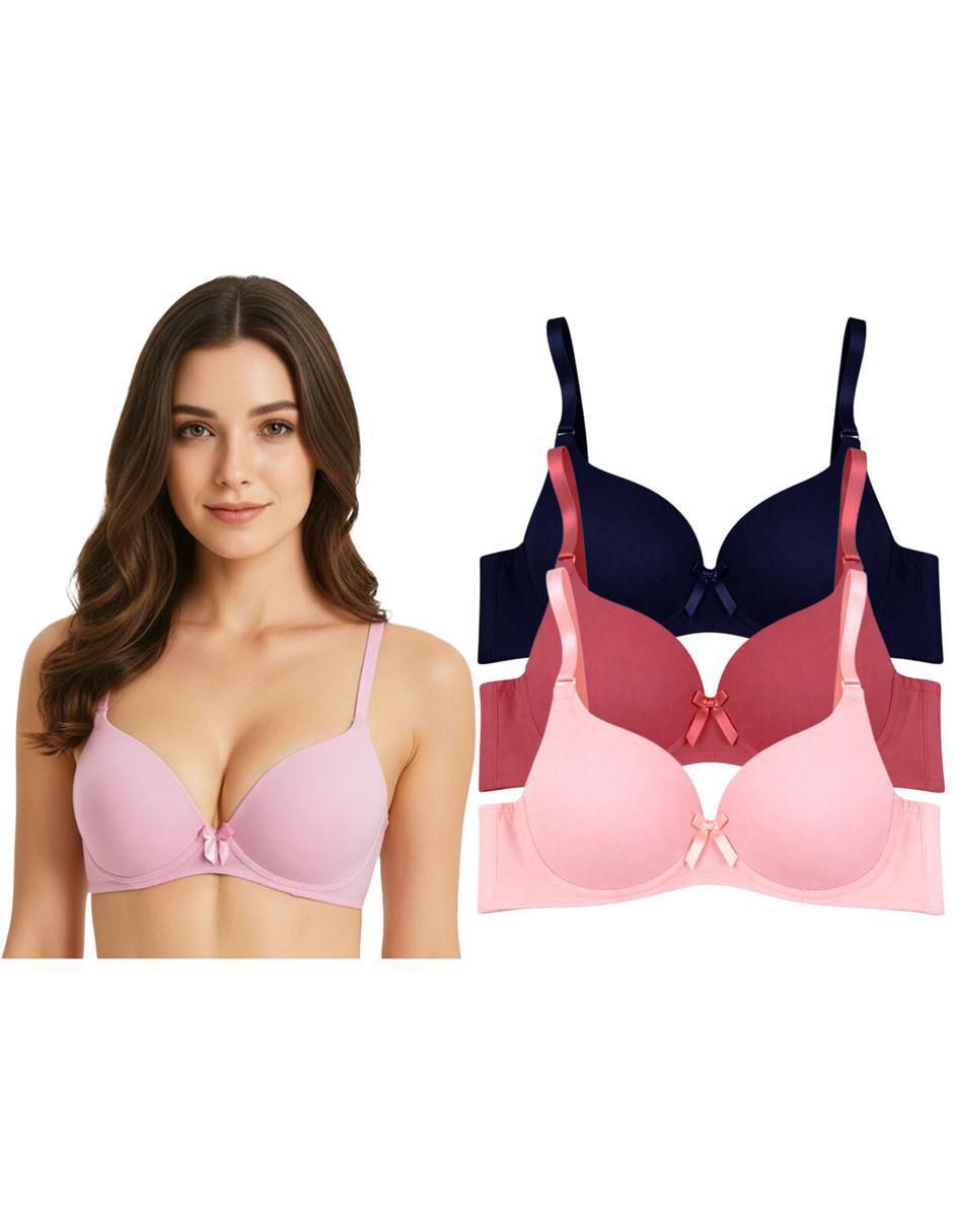 Set brassiere demi copa doble push up seamless para mujer 5
