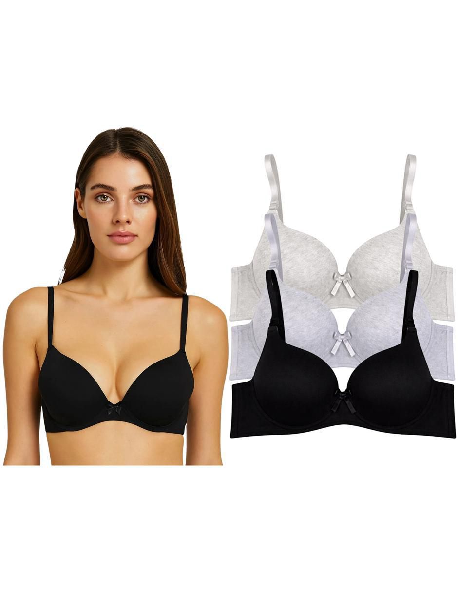 Set brassiere demi copa doble push up seamless para mujer 5