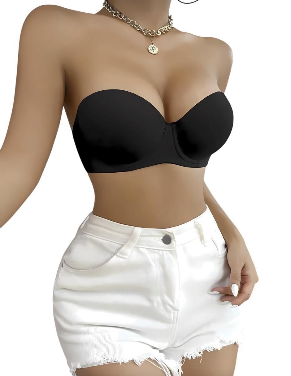 Brassiere strapless media copa para mujer 4
